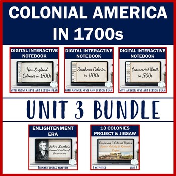 Preview of 13 colonies: Life in Colonial America 1700s BUNDLE with Interactive Notebooks