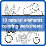 13 natural elements coloring worksheets