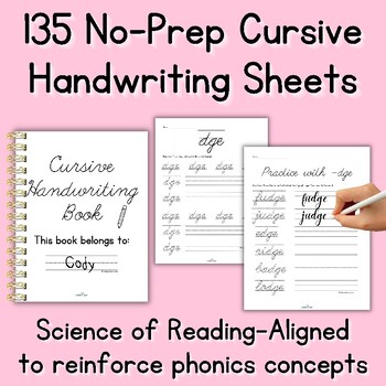 Preview of 135 Cursive Writing Worksheets (SOR-Aligned for Phonics Practice) NO PREP!
