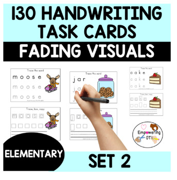 Preview of 130 DIFFERENTIATED Handwriting task cards: tracing and writing - SET 2 OT SPED