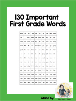 Preview of 130 Important First Grade Words!