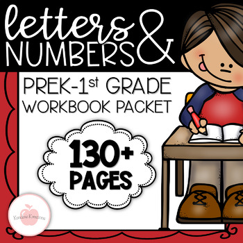 Preview of 130+ Pages PreK-1st Grade Letters and Numbers Workbook Pack