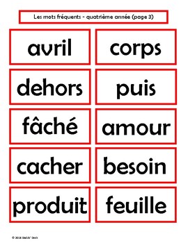 Mots fréquents - Échantillon GRATUIT - French Sight Words