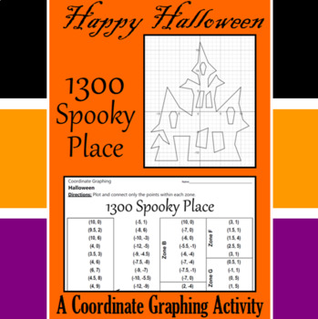 Preview of Halloween - 1300 Spooky Place - A Coordinate Graphing Activity