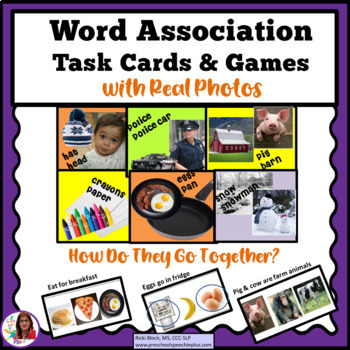 Preview of Word Association Task Cards & Games With Real Photos