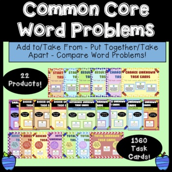 Preview of 1360 Addition/Subtraction Word Problems Aligned to Common Core! K-3rd Grade!
