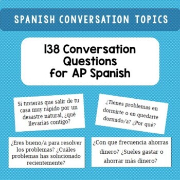 Preview of 138 Advanced/AP Spanish Conversation Cards
