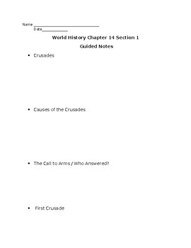 Preview of 14.1 The Crusades Guided Lecture Notes