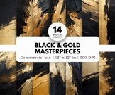 14 Black and Gold Painting Digital Papers, Fine Art, Paint