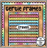 14 Bright Gertie Crayon Frames Colorful Clipart - Line Art too!