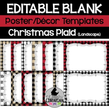 Preview of 14 Christmas Plaid Editable Poster Templates (Landscape) PPT or Slides™