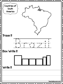 14 Countries of South America Worksheets Geography Curriculum. | TpT