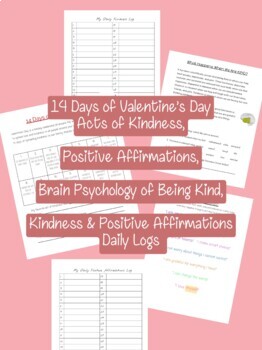 Preview of 14 Days of Valentine's Day Acts of Kindness, Positive Affirmations, Psychology