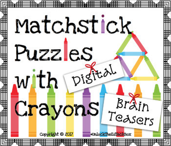 Preview of 14 Digital Moveable Matchstick Crayon Puzzles STEM Google Slide PowerPoint
