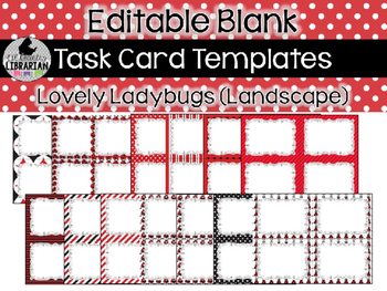 Preview of 14 Editable Task Card Templates Lovely Ladybugs (Landscape) PowerPoint