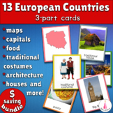 13 European Countries Montessori 3-part Cards Bundle