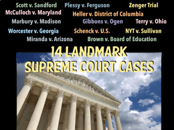 Preview of 14 Landmark Supreme Court Cases / Marbury, Gibbons, McCulloch, Worcester, et. al