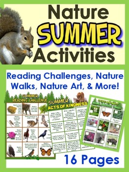 Preview of 14 Nature SUMMER Activities: Reading, Science, Art   Gr 1-6