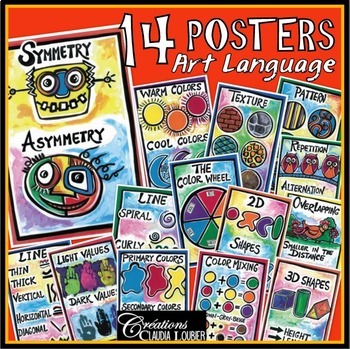 Preview of 14 Posters -  Elements of Art. Printables. For Visual Art.