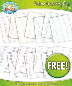 Preview of FREE 14 Rainbow Handwriting Paper Set 1 Clipart