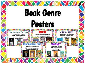Preview of 14 Reading Genre Posters for Classroom Library