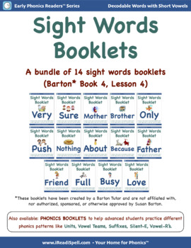 Preview of 14 Sight Words Booklets to Support Barton* Students in Book 4, Lesson 4