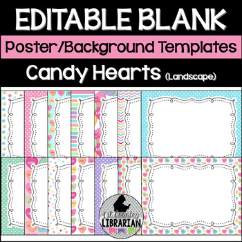 Preview of 14 Valentine Candy Hearts Editable Poster Background Templates PPT or Slides