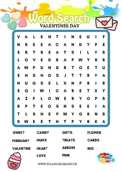 Preview of 14 Valentines Word Search Printable For Kids- FREE