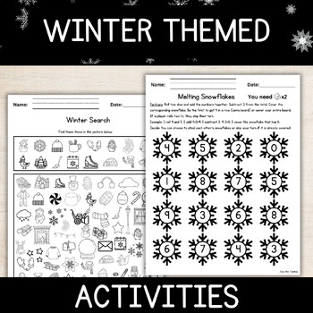 Preview of 14 Winter Activities Packet: Engaging Puzzles, Math Game, Writing, and MORE!