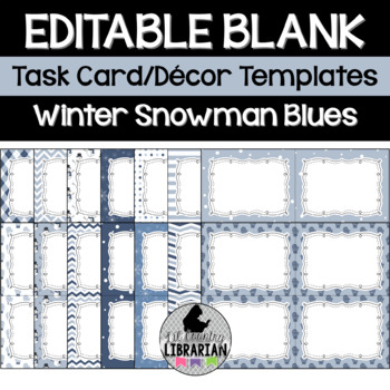 Preview of 14 Winter Snowman Blues Editable Task Cards Templates PPT or Slides™