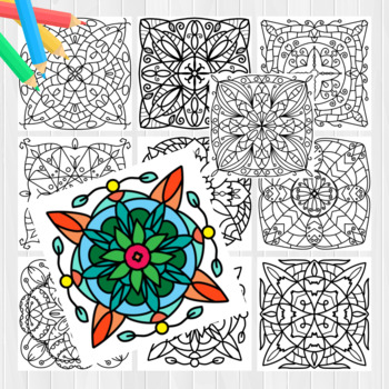 Preview of 14 Wondeful Mandala Coloring Pages "Mental Health Awareness"