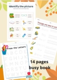 14 page busy book. Learn to trace lines, shapes, numbers a