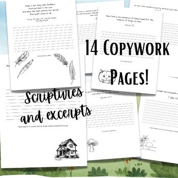 Preview of 14 pages of Fun Copywork Improve handwriting & spelling with poetry & scriptures