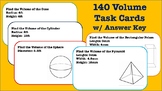 140 Task Cards: Volume of Cylinders, Spheres, Pyramids, Co