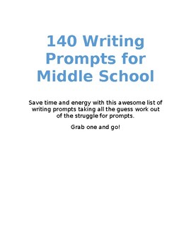 Preview of 140 Writing Prompts for Middle School