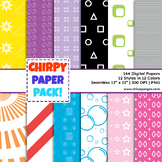 144 Chirpy Digital Papers! Bright Colors | Shapes, Bubbles