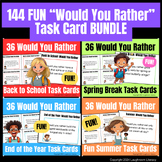 144 Fun "Would You Rather" Task Cards - End of Year, Summe