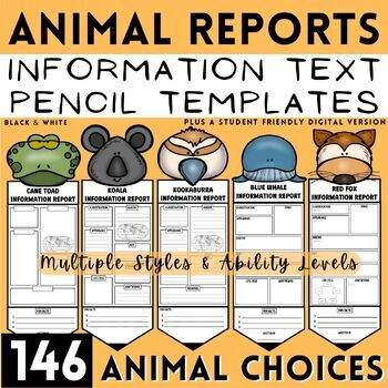 146 Animal Research Report Banners | Writing Pencil Displays | Editable ...