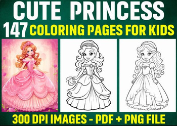 Preview of 147 Cute Princess Coloring Pages