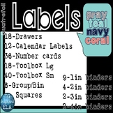 147 Labels: Coral Navy Teal Gray Quatrefoil Drawer Toolbox