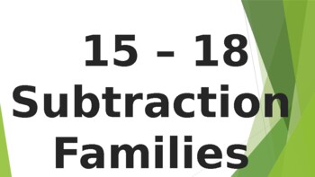Preview of 15-18 Subtraction Families Math Fluency Powerpoint (Abeka compatible)