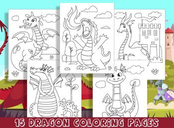 Preview of 15 Adorable Dragon Coloring Pages for Preschool and Kindergarten Fun!