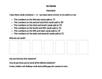 Preview of 15 Cards - Math Logic Problem