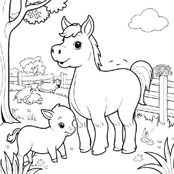 Preview of 15 Charming Farm Animals Coloring Pages for Kids