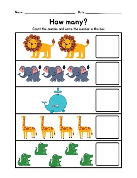 Preview of 15 Count and write addition for preschoolers printable worksheets | Simple Math