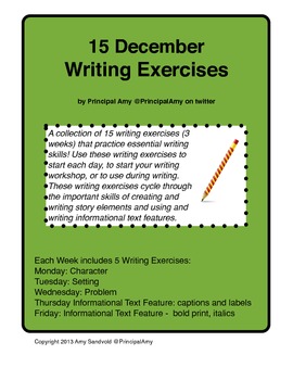 Preview of 15 December Writing Exercises for Guided Writing and Beyond