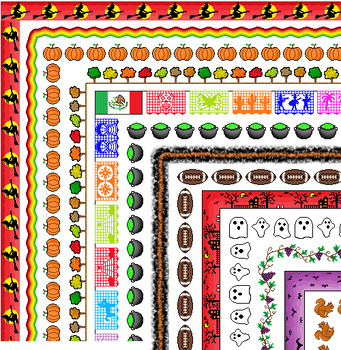 Preview of Over 70 Different Halloween & Fall Themed Page Borders, Dividers, & Frames