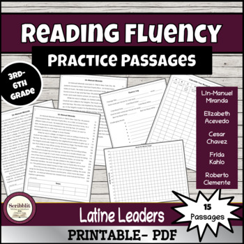 Preview of Third-Sixth Grade Differentiated Reading Fluency Passages: Latine Leader