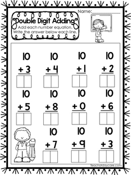 15 double digit adding worksheets numbers 10 20