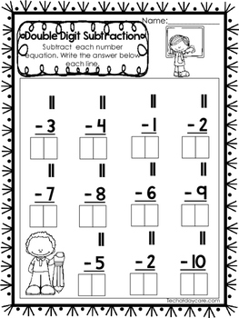 15 Double Digit Subtraction Worksheets. Numbers 10-20. Preschool-1st